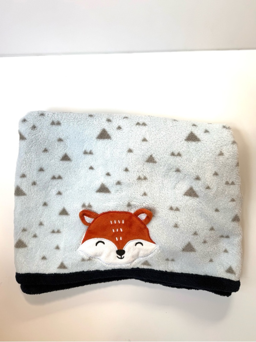 Parent's Choice Walmart Blue Fox Gray Triangles Fleece Baby Blanket Lovey